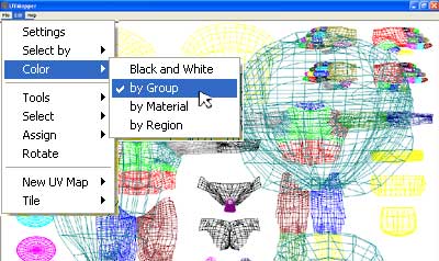 Grouping individual parts by color.