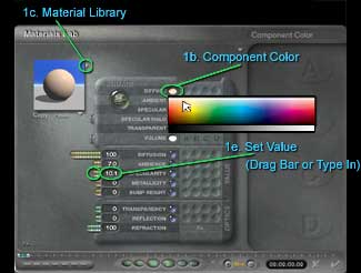 Selecting Color Component and adjusting Specularity